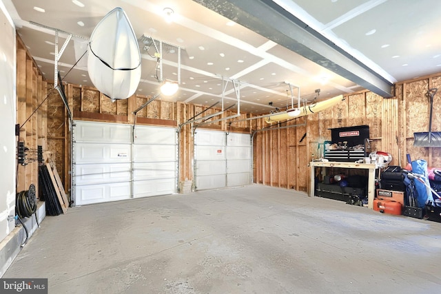 garage with a garage door opener