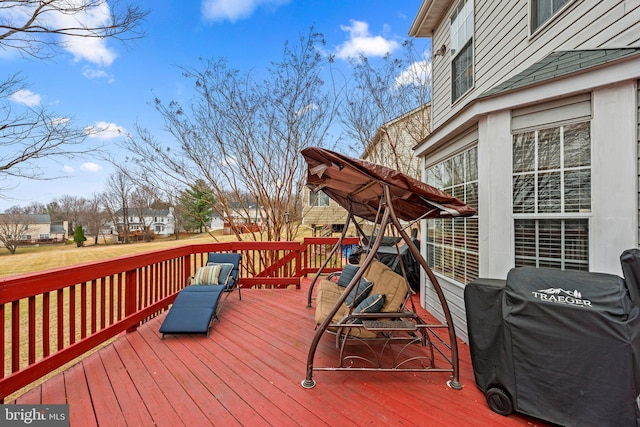 deck featuring area for grilling