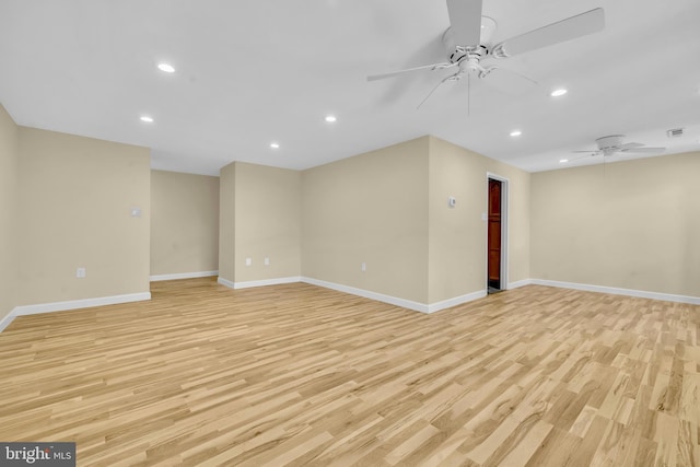 9920 Walker House Rd Unit 5, Gaithersburg, MD 20886 - spare room featuring ceiling fan, light wood-type flooring, recessed lighting, and baseboards