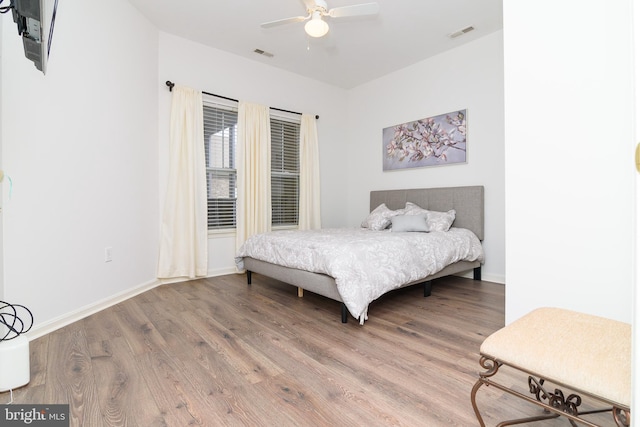 4101D Fullerton Ct, Milford, DE 19963 - bedroom with ceiling fan, visible vents, baseboards, and wood finished floors