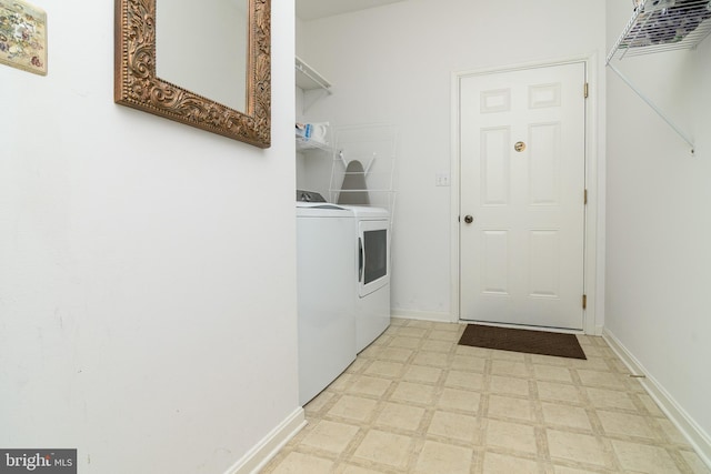 4101D Fullerton Ct, Milford, DE 19963 - clothes washing area featuring laundry area, washer and dryer, baseboards, and light floors