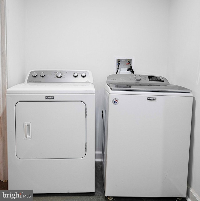 laundry room with washing machine and clothes dryer and laundry area