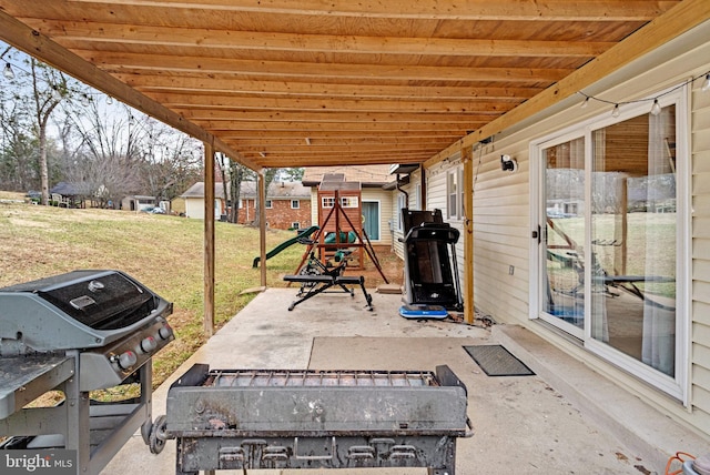 view of patio / terrace featuring a grill