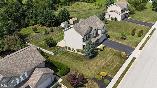 bird's eye view with a residential view