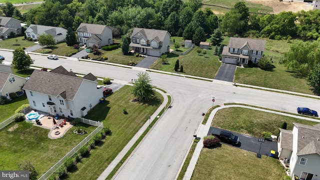 aerial view with a residential view