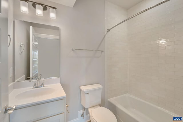 full bathroom featuring vanity,  shower combination, and toilet