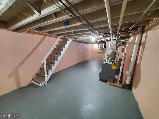 unfinished below grade area with stairway