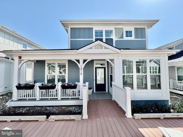 deck with covered porch