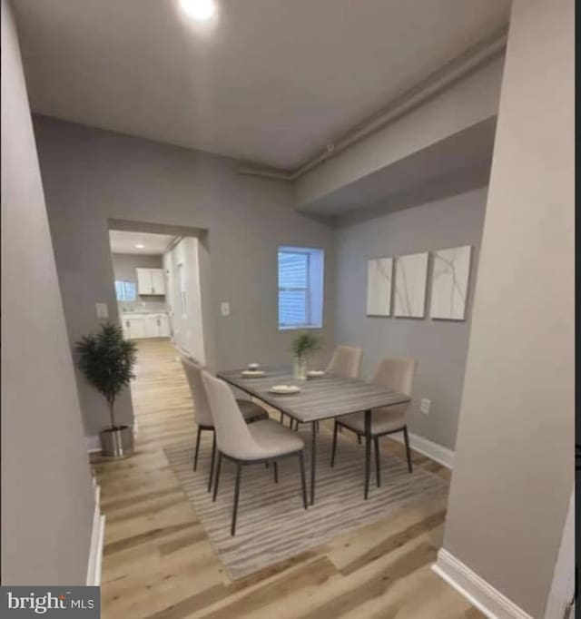 dining room featuring baseboards and wood finished floors