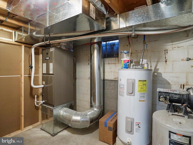 utility room with electric water heater