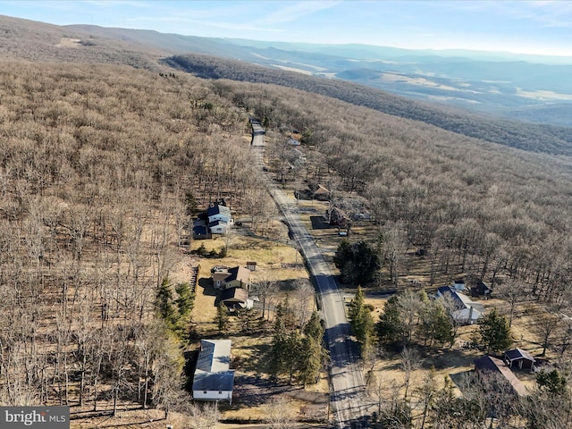 aerial view featuring a mountain view