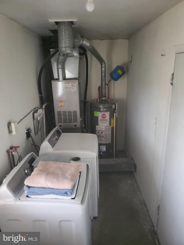 interior space with independent washer and dryer and gas water heater