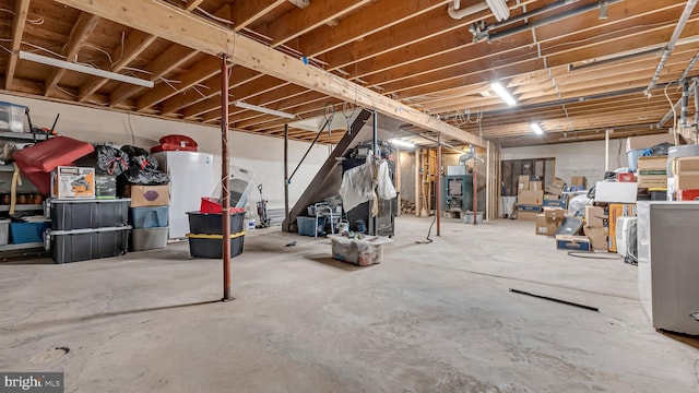 view of unfinished basement