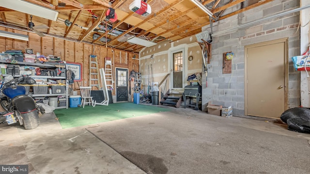 garage with a garage door opener