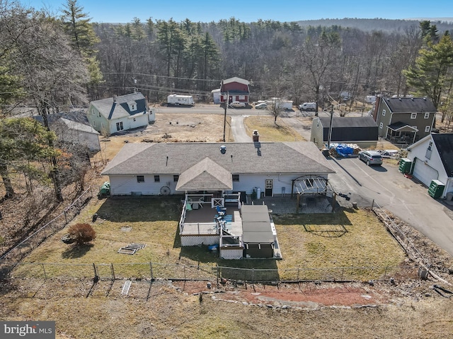 drone / aerial view with a forest view