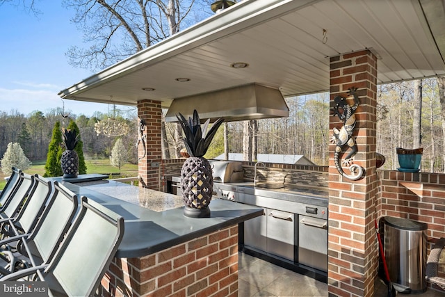 view of patio / terrace featuring an outdoor kitchen and outdoor wet bar