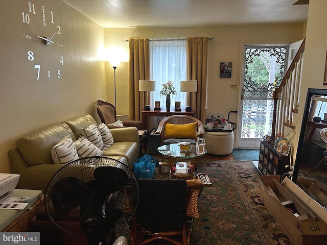 2834 Edgecombe Cir S, Baltimore, MD 21215 - living area featuring stairway