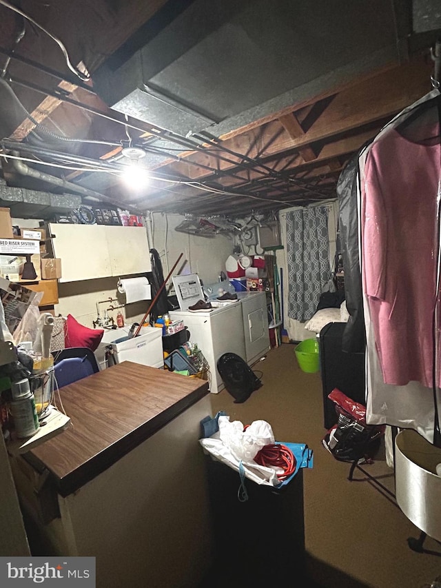 2834 Edgecombe Cir S, Baltimore, MD 21215 - unfinished below grade area with separate washer and dryer
