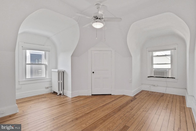 1033 Newton St NE, Washington, DC 20017 - additional living space with cooling unit, light wood-type flooring, a ceiling fan, and vaulted ceiling