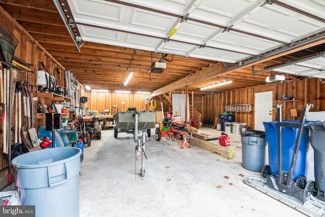 garage with a garage door opener