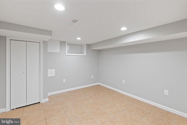 505 N Rose St, Baltimore, MD 21205 - finished basement featuring visible vents, recessed lighting, and baseboards
