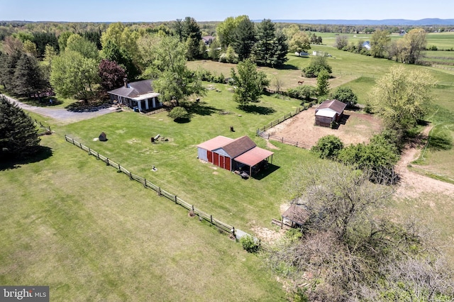 drone / aerial view with a rural view