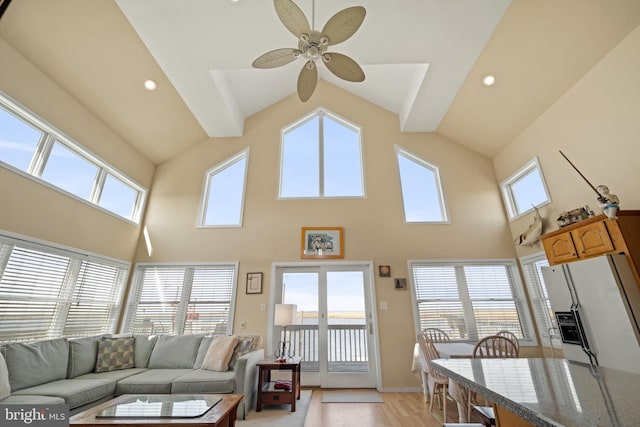 510 Bay Point Rd, Cedarville, NJ 08311 - living area with light wood finished floors, plenty of natural light, and a ceiling fan