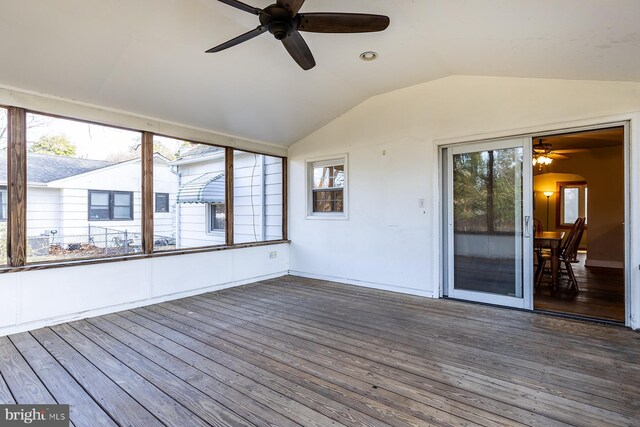 526 Baltimore Annapolis Blvd, Severna Park, MD 21146 - unfurnished sunroom with lofted ceiling, arched walkways, and ceiling fan