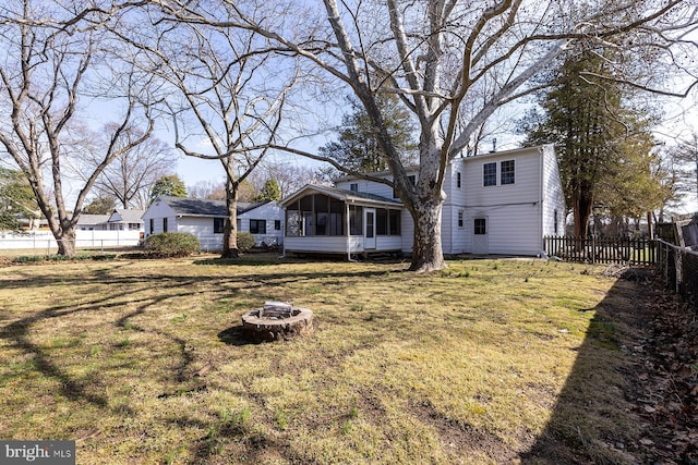 526 Baltimore Annapolis Blvd, Severna Park, MD 21146 - view of yard featuring a fire pit, a sunroom, and fence private yard