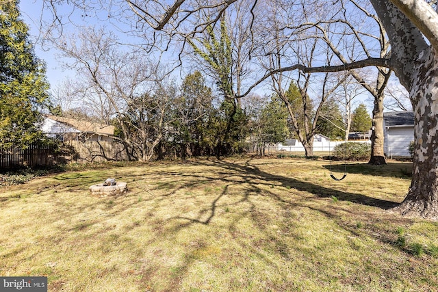526 Baltimore Annapolis Blvd, Severna Park, MD 21146 - view of yard featuring an outdoor fire pit and fence