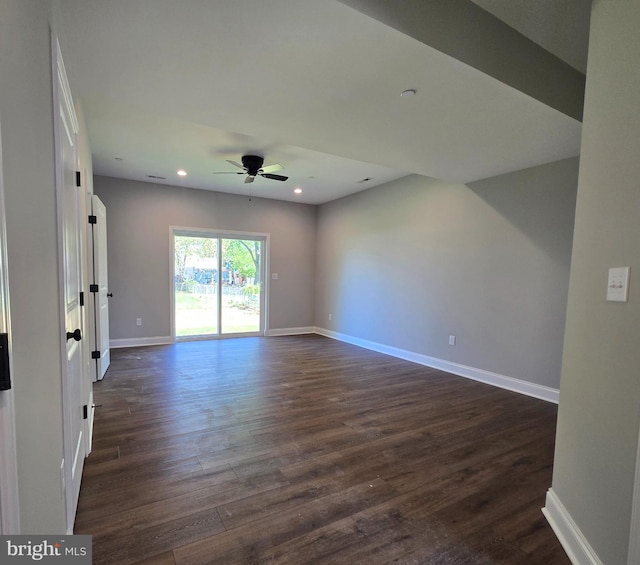 211 Greenland Beach Rd, Baltimore, MD 21226 - spare room featuring dark wood-style flooring, ceiling fan, recessed lighting, and baseboards