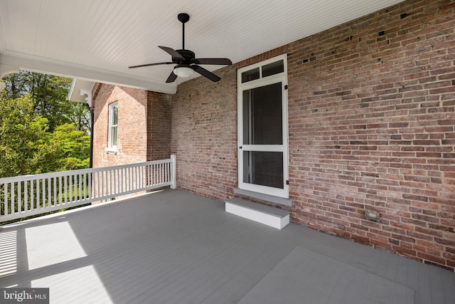 view of patio / terrace with a ceiling fan