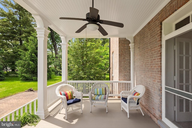 view of patio / terrace with a ceiling fan