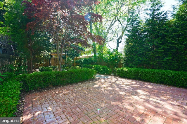 view of patio featuring fence private yard