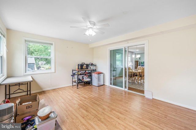 211 N Huron Dr, Oxon Hill, MD 20745 - misc room with wood finished floors, ceiling fan, and baseboards