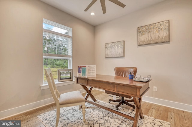 19103 Windsor, Drayden, MD 20630 - office featuring recessed lighting, baseboards, ceiling fan, and wood finished floors