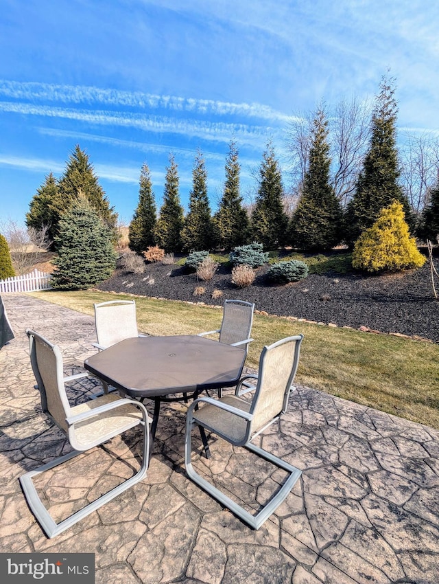 view of patio / terrace featuring outdoor dining space and fence