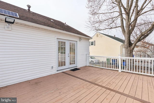 wooden terrace with french doors