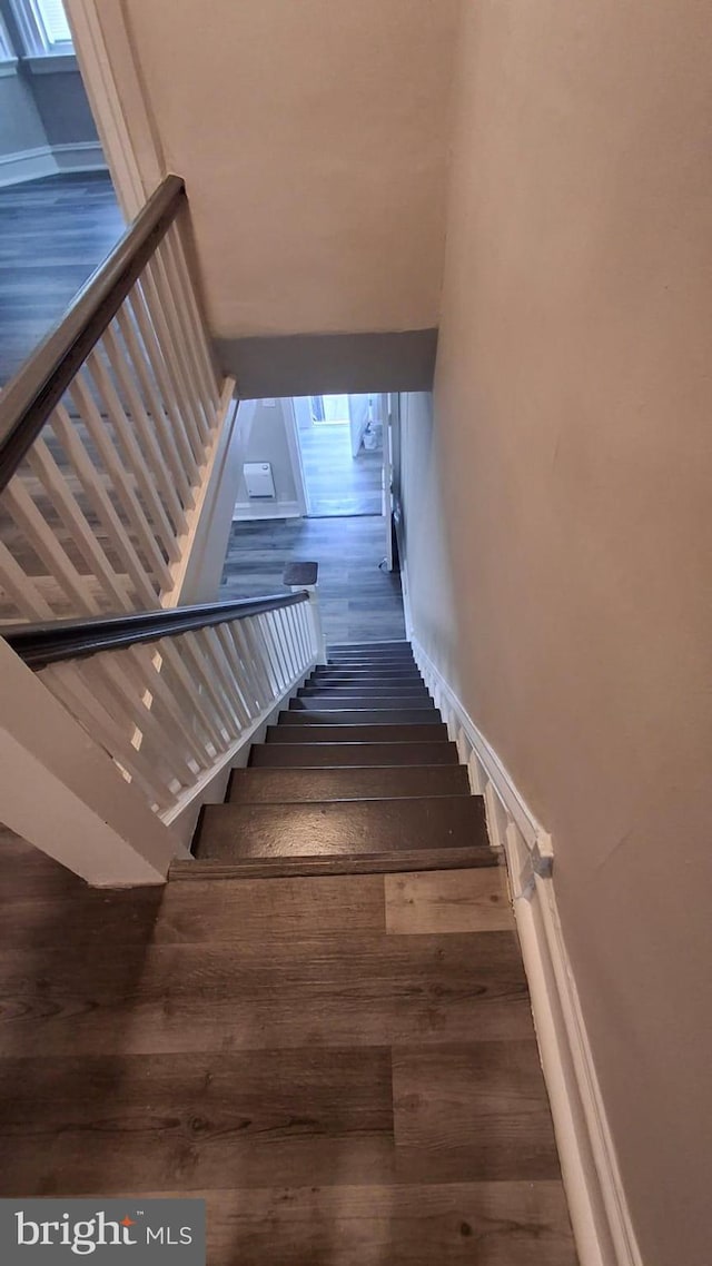 staircase featuring wood finished floors