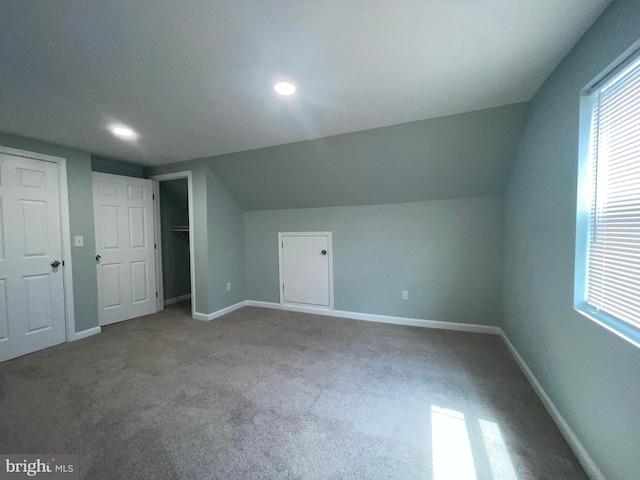 3801 Parkside Dr, Baltimore, MD 21206 - bonus room with carpet floors, baseboards, vaulted ceiling, and recessed lighting