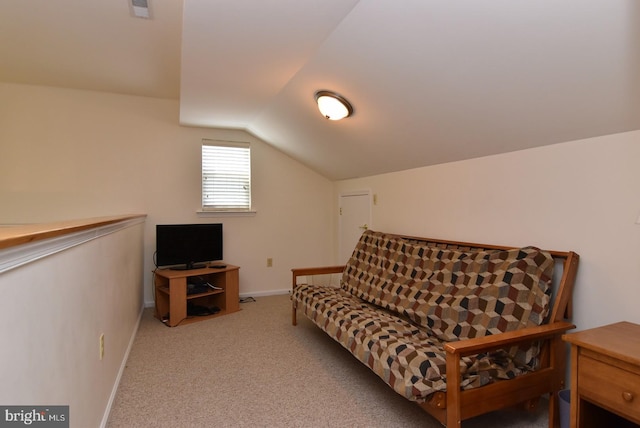 20324 Mallory Ct Unit 49, Rehoboth Beach, DE 19971 - living area with visible vents, carpet flooring, baseboards, and vaulted ceiling