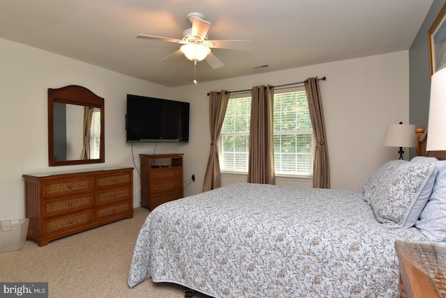 20324 Mallory Ct Unit 49, Rehoboth Beach, DE 19971 - bedroom with carpet floors, a ceiling fan, and visible vents