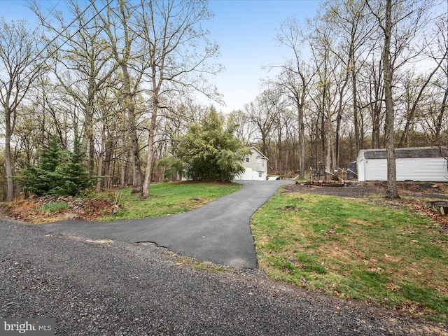 view of street featuring aphalt driveway