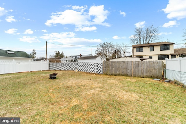 view of yard featuring a fenced backyard