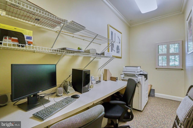 1860 Stratford Park Pl Unit 306, Reston, VA 20190 - carpeted home office featuring baseboards and crown molding