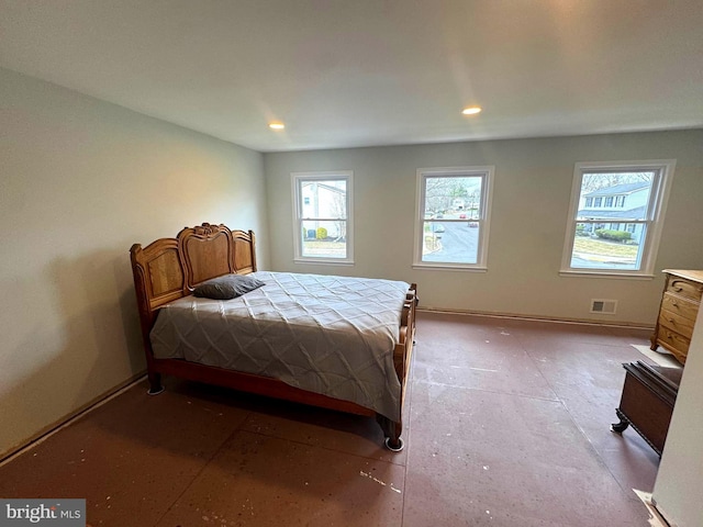 bedroom featuring recessed lighting and visible vents