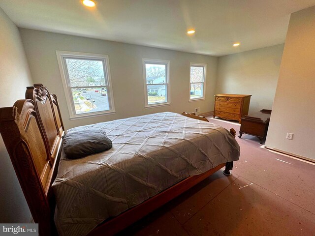 bedroom with recessed lighting