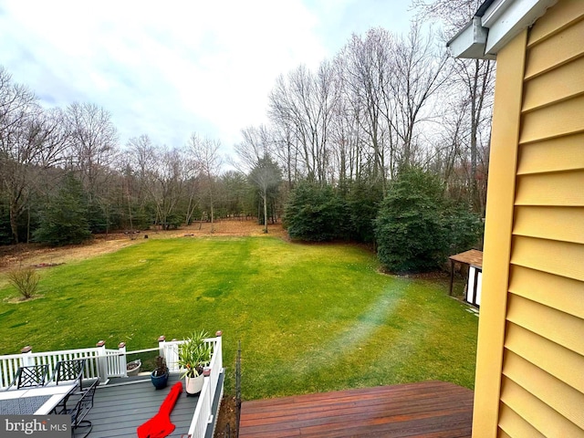 view of yard featuring a deck