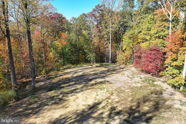 exterior space featuring a view of trees