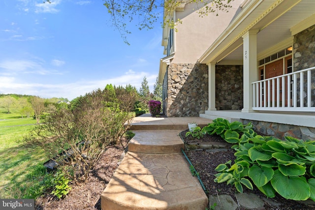view of yard featuring a porch